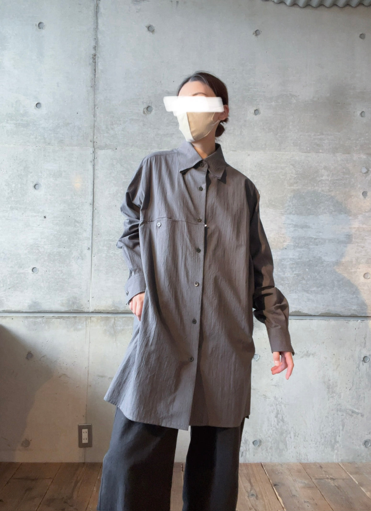 60 WRINKLE LAWN SINGLE ROLL COLLAR SHIRT MK-B13-006-1