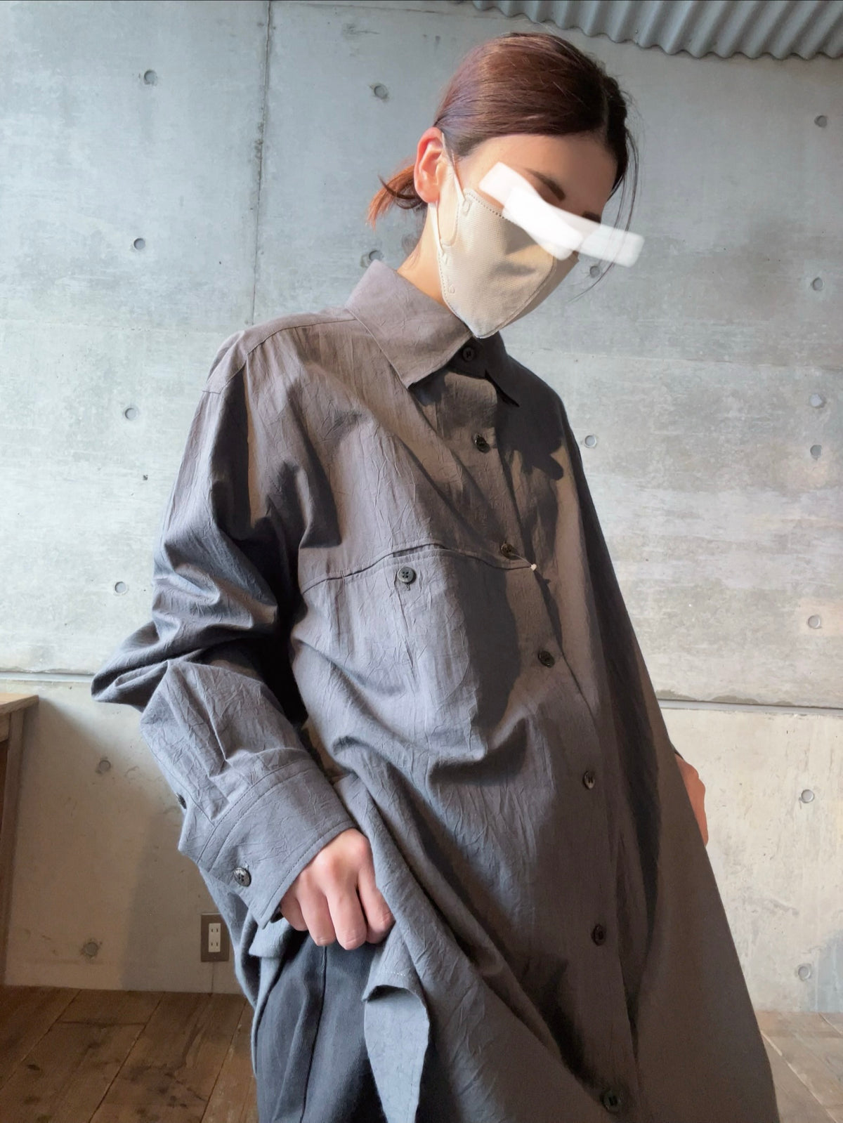 60 WRINKLE LAWN SINGLE ROLL COLLAR SHIRT MK-B13-006-1