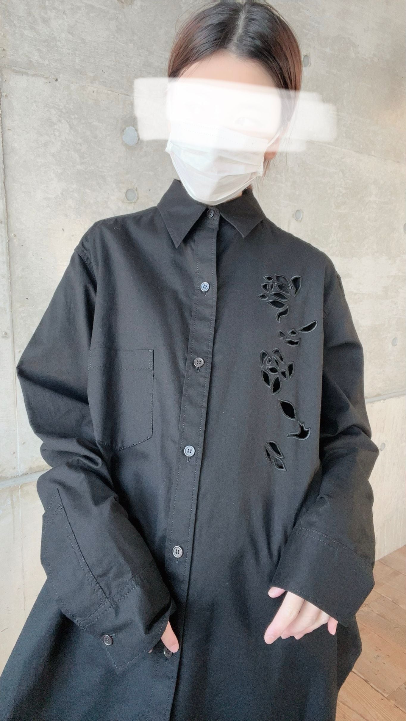 Ground Y CUTWORK EMBROIDERY LIGHT TWILL SHIRT カットワークシャツ GQ-B08-031-2-03