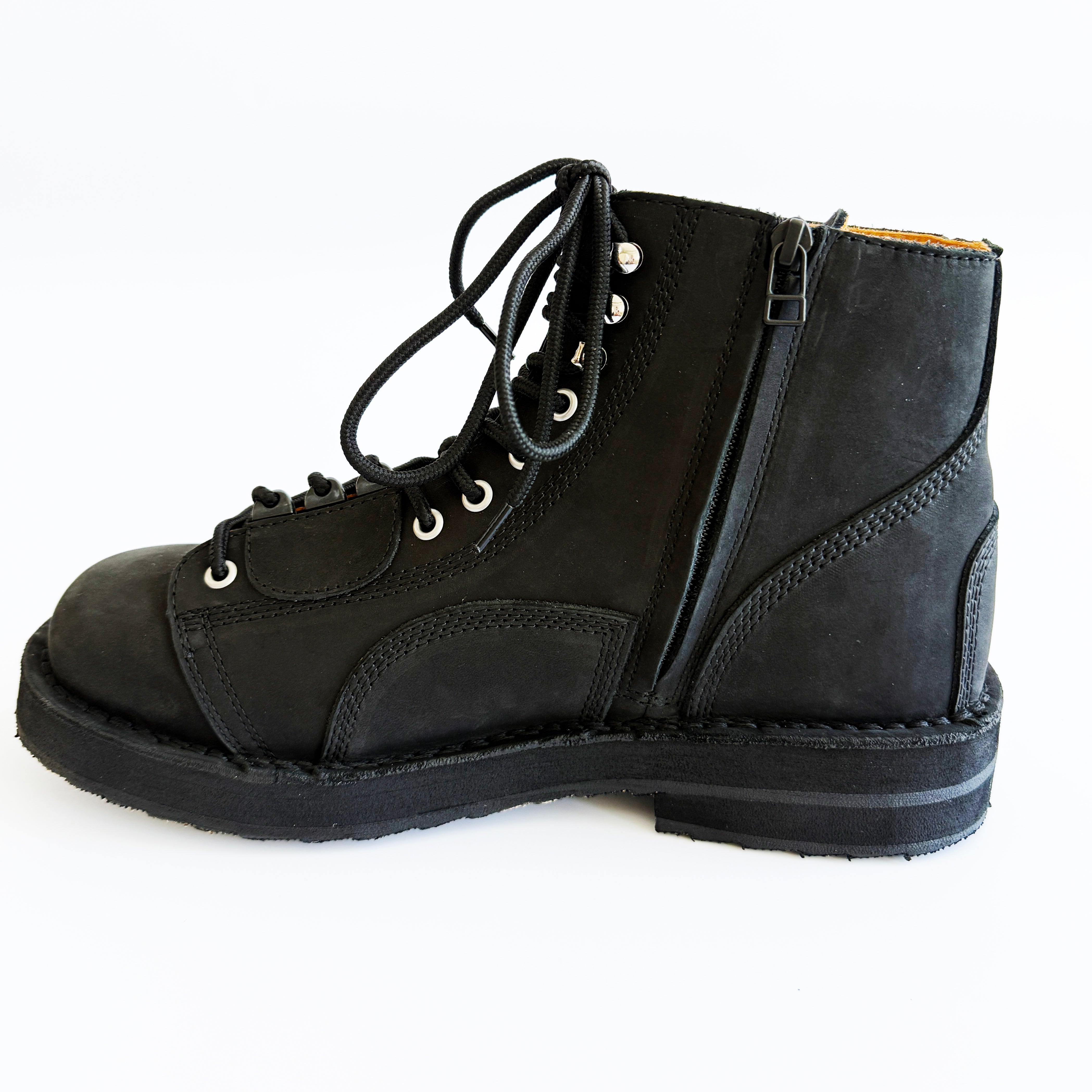 Yohji Yamamoto pour Homme MAT SMOOTH LEATHER ZIP BIKER BOOTS HL-E54-765-1