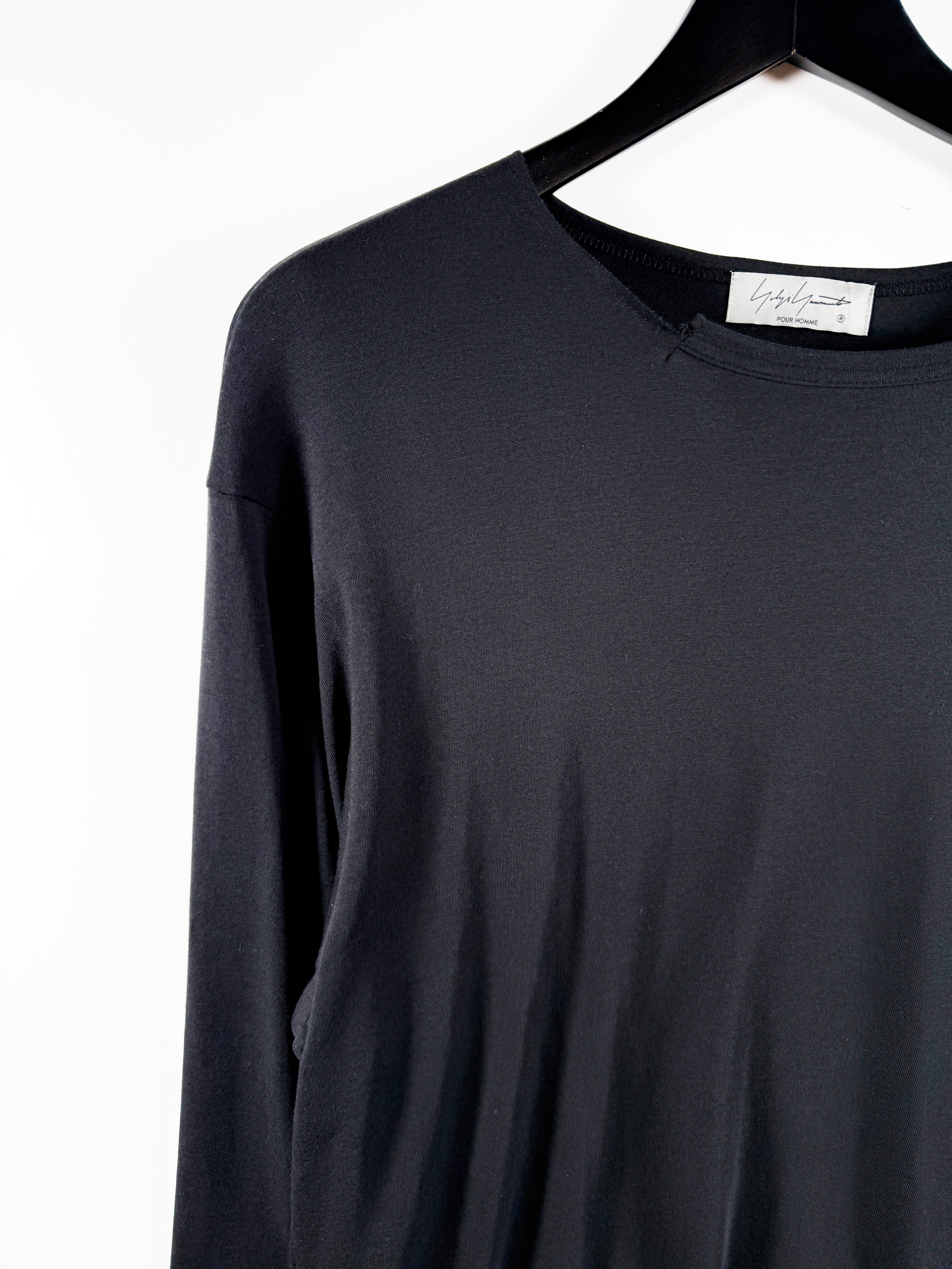 Yohjiyamamoto pour homme WOOL MIX SINGLE JERSEY SLIT ROUND NECK T スリットラウンドネックTシャツ HL-T11-074-2-03