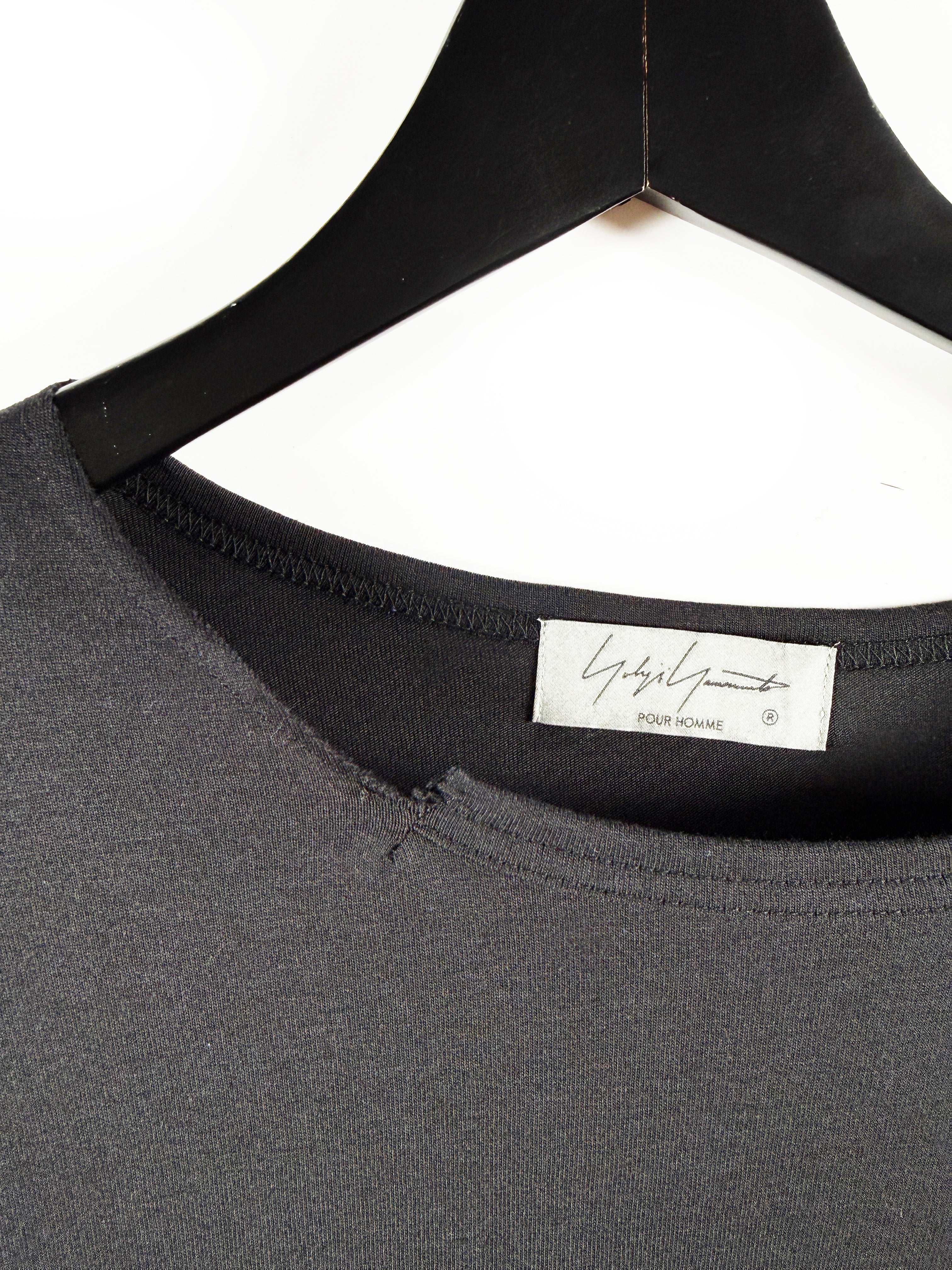Yohjiyamamoto pour homme WOOL MIX SINGLE JERSEY SLIT ROUND NECK T スリットラウンドネックTシャツ HL-T11-074-2-03