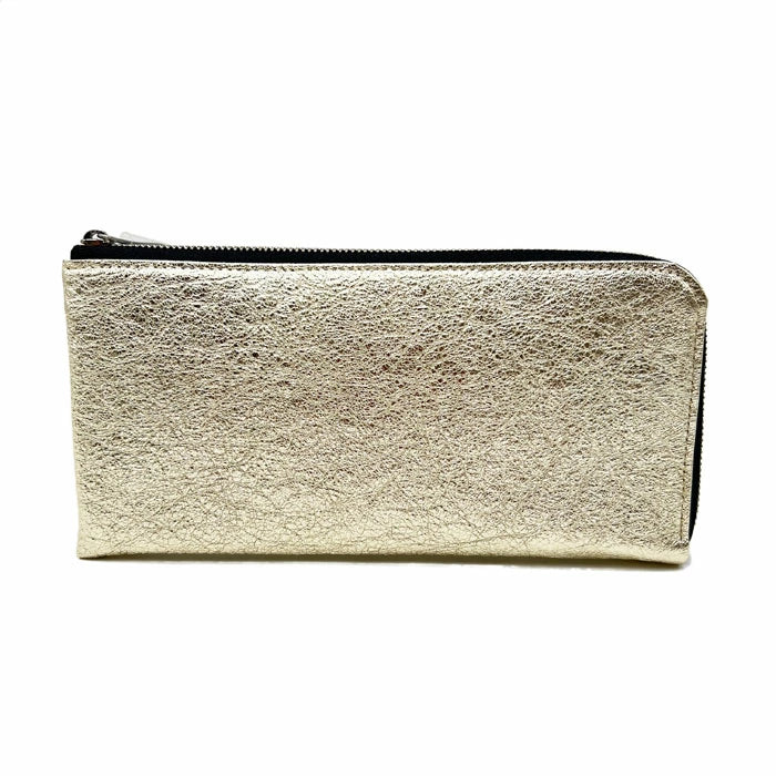 kawa-kawa ゴールド (シワ加工) ケース 新品 kawa-kawa カワカワ 【L字ファスナー長財布】ゴールドDOLD箔加工 1262GD
