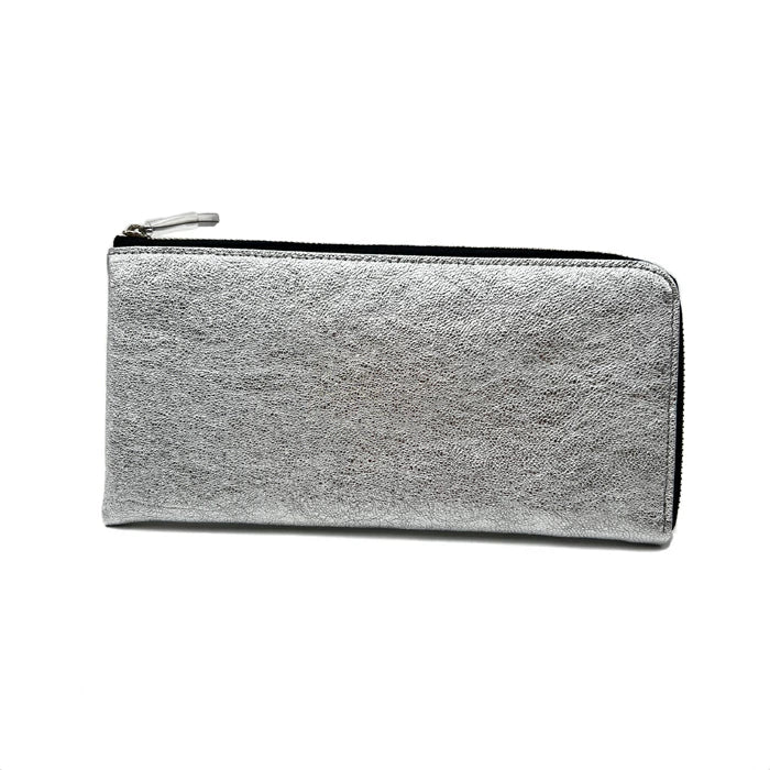 kawa-kawa カワカワ 【L字ファスナー長財布】シルバー SILVER 箔加工