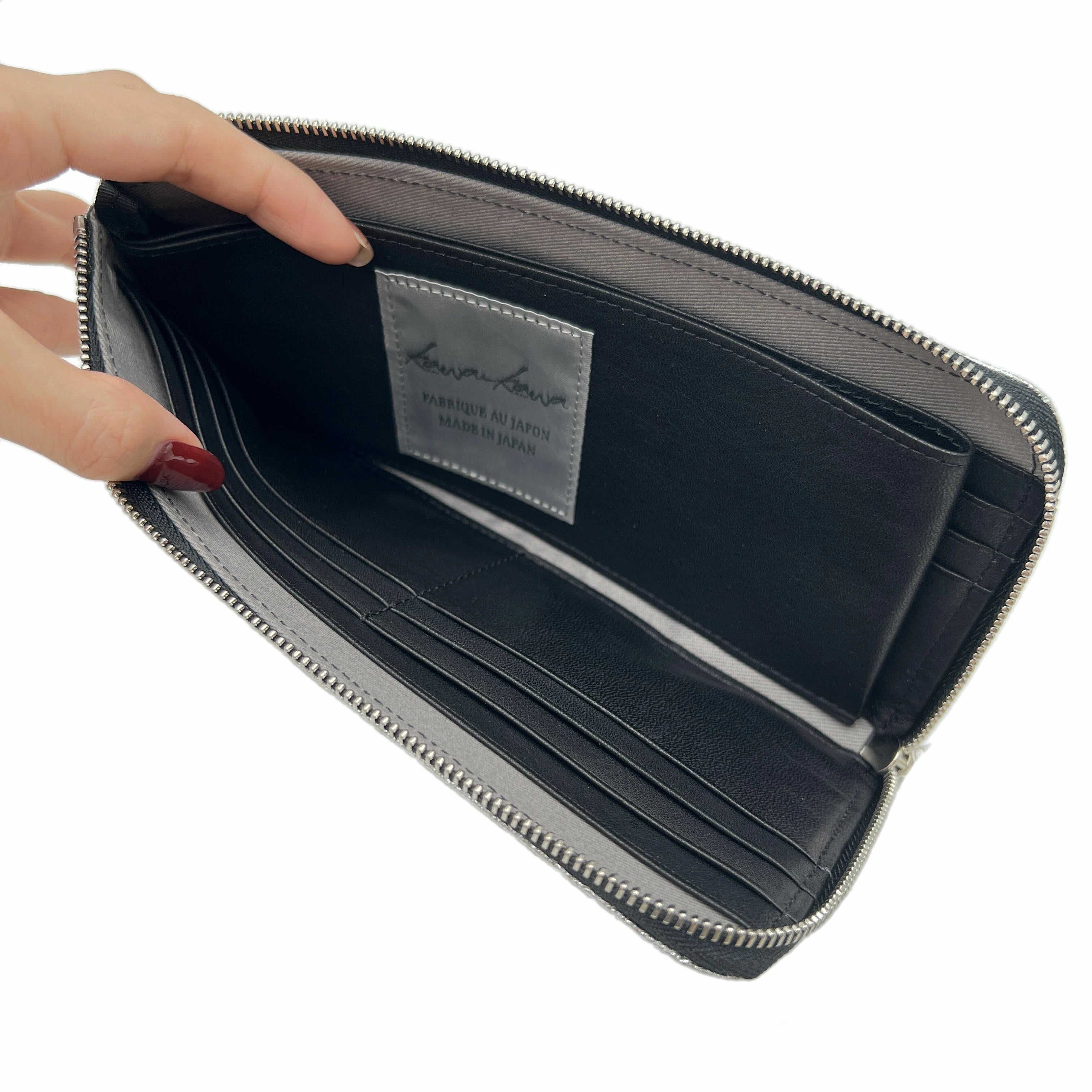 kawa-kawa カワカワ 【L字ファスナー長財布】シルバー SILVER 箔加工 1262SV