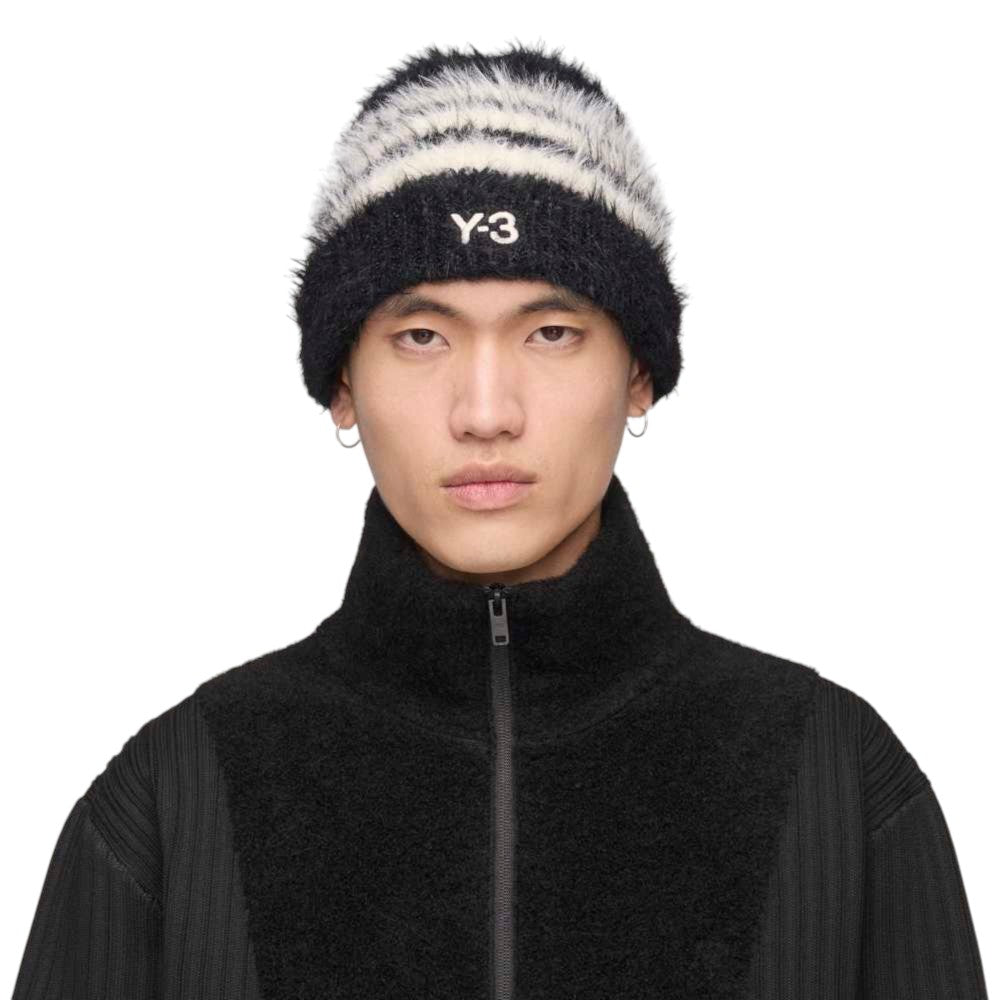 Y-3 STRIPES BEANIE / Y-3 ストライプス ビーニー KY3727 : BLACK/CREAM WHITE