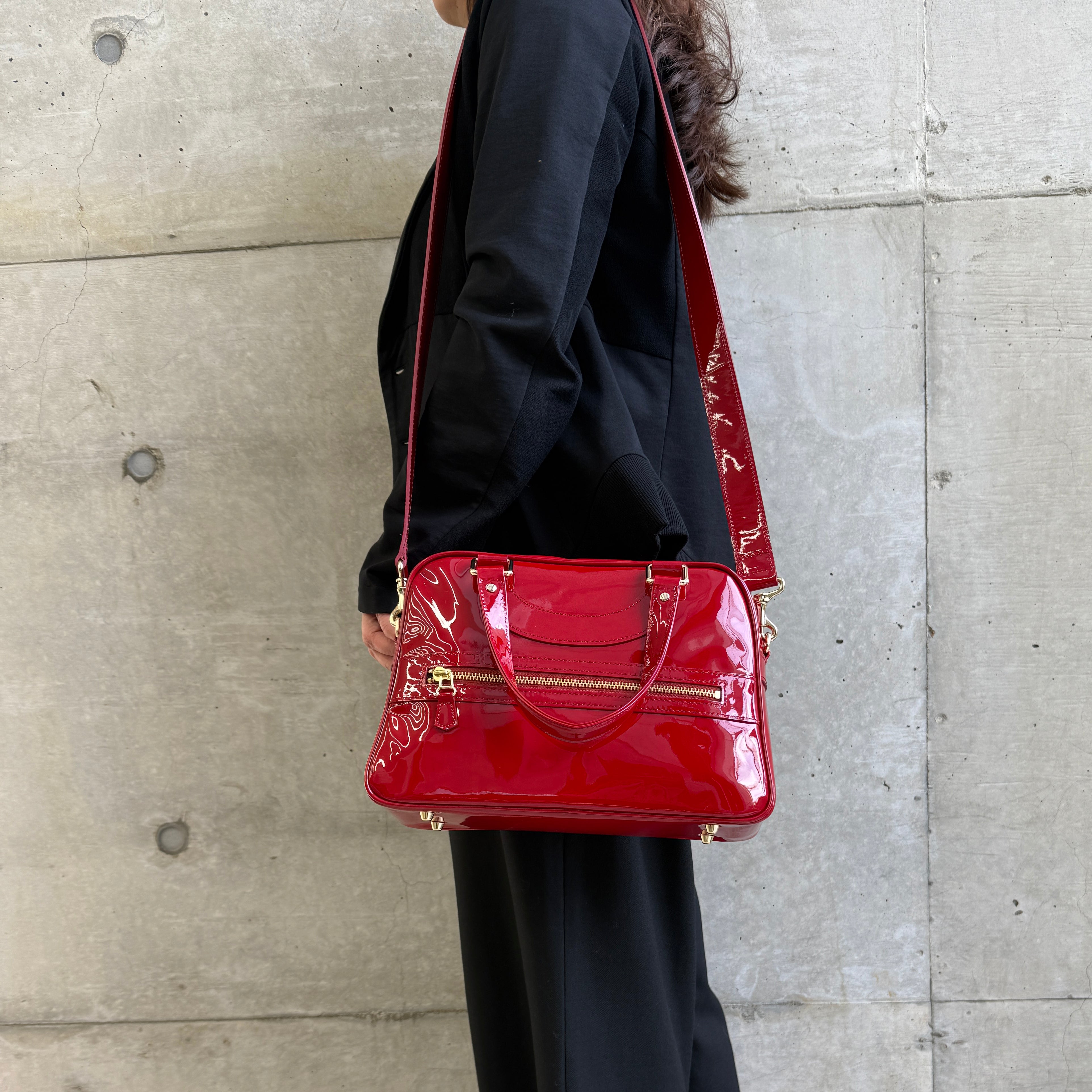 Jacques Le Corre ジャックルコー 【LISBON】 リスボン MINI 2way バッグ　エナメル　RED
