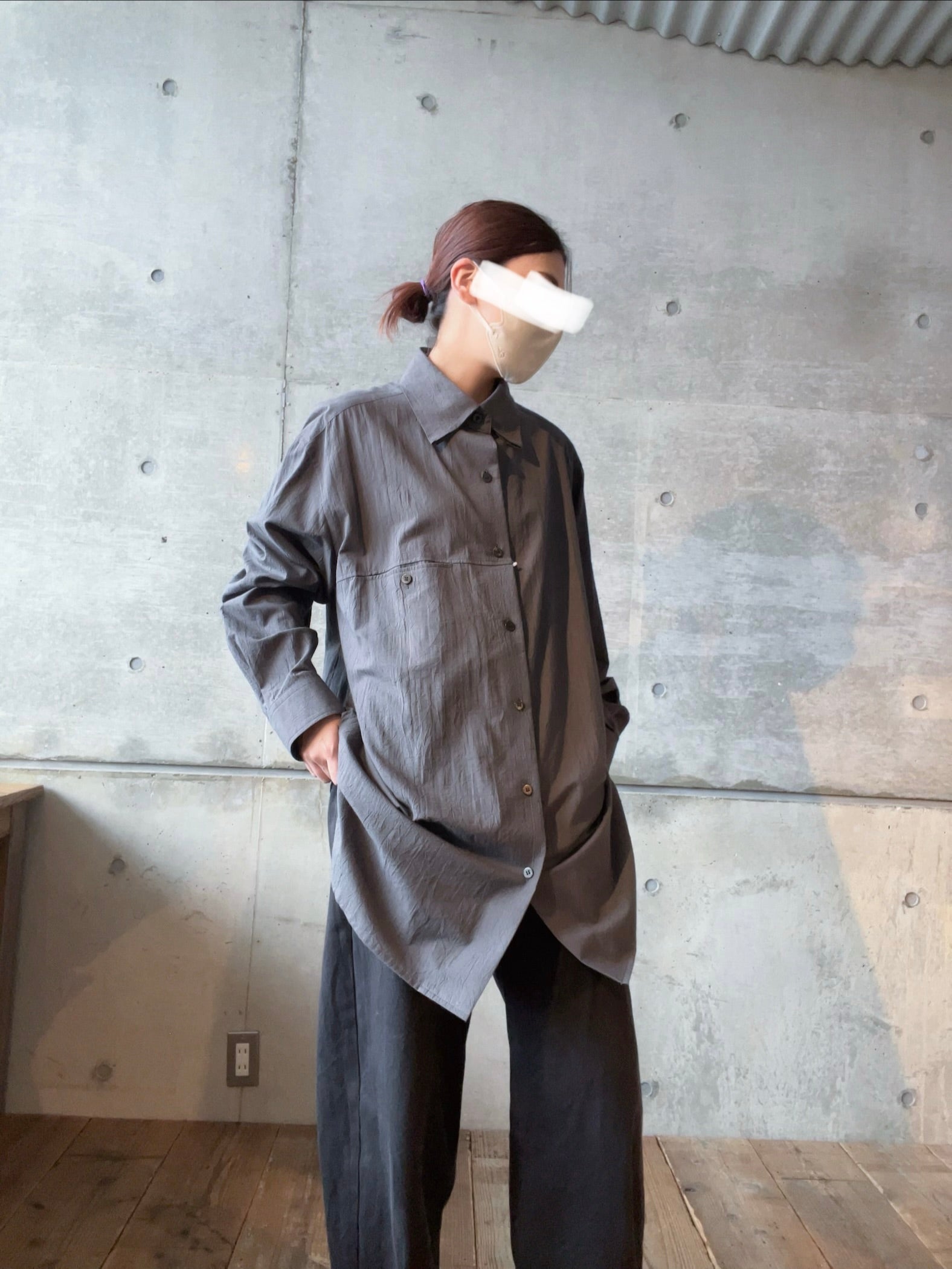 60 WRINKLE LAWN SINGLE ROLL COLLAR SHIRT MK-B13-006-1