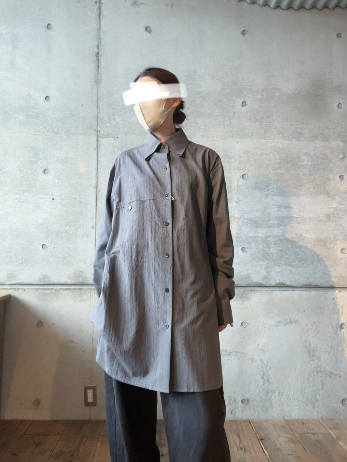 60 WRINKLE LAWN SINGLE ROLL COLLAR SHIRT MK-B13-006-1