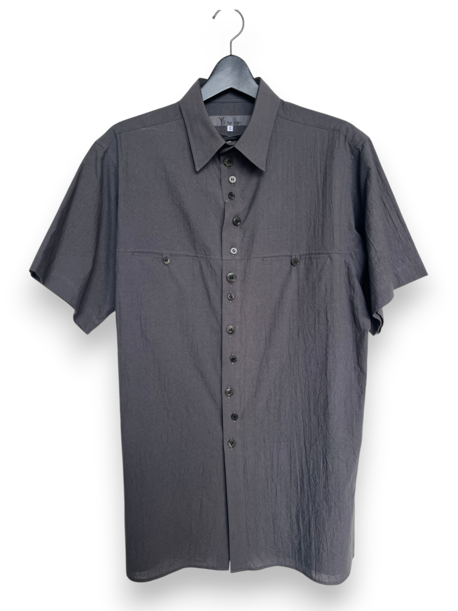 Y's for men 60 WRINKLE LAWN SHORT SLEEVE SHIRT WITH RANDOM BUTTONS MK-B11-006-1-02