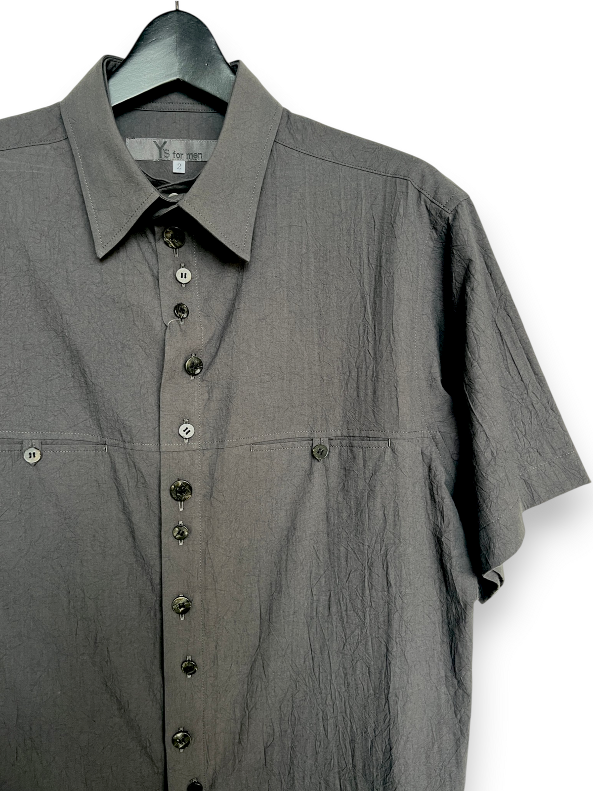 Y's for men 60 WRINKLE LAWN SHORT SLEEVE SHIRT WITH RANDOM BUTTONS MK-B11-006-1-02