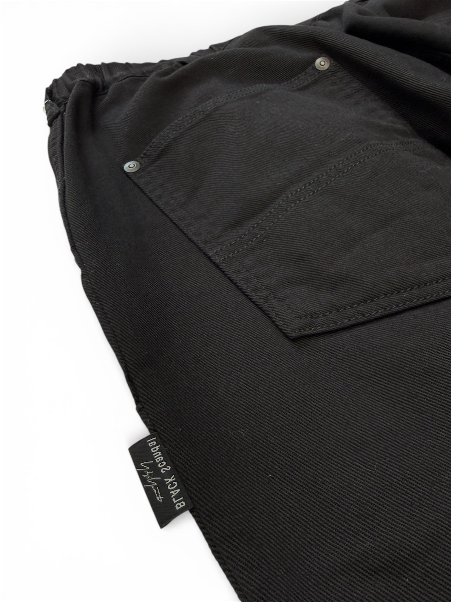 BLACK SCANDAL yohji yamamoto pour homme  脇ゴム紐ワークP (メンズ) コットンパンツ ブラック  HO-P98-040