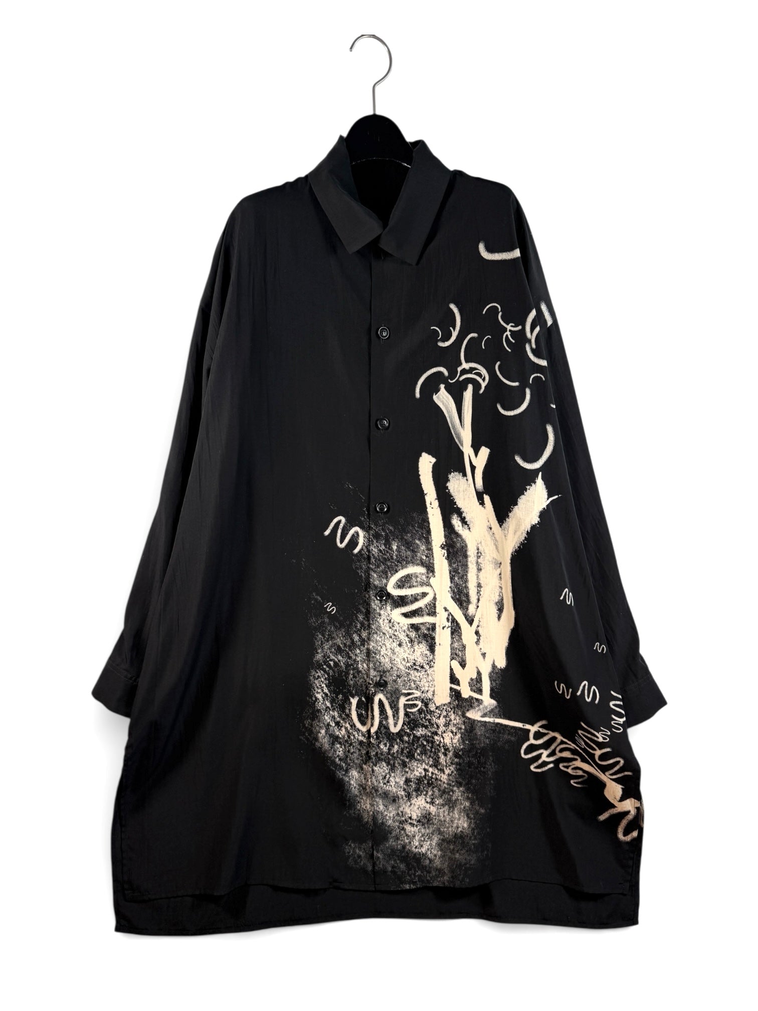 Y's CUPRO DUNGAREE "Y" PRINT BIG SHIRT キュプラダンガリーシャツ　YQ-B10-226-2-01