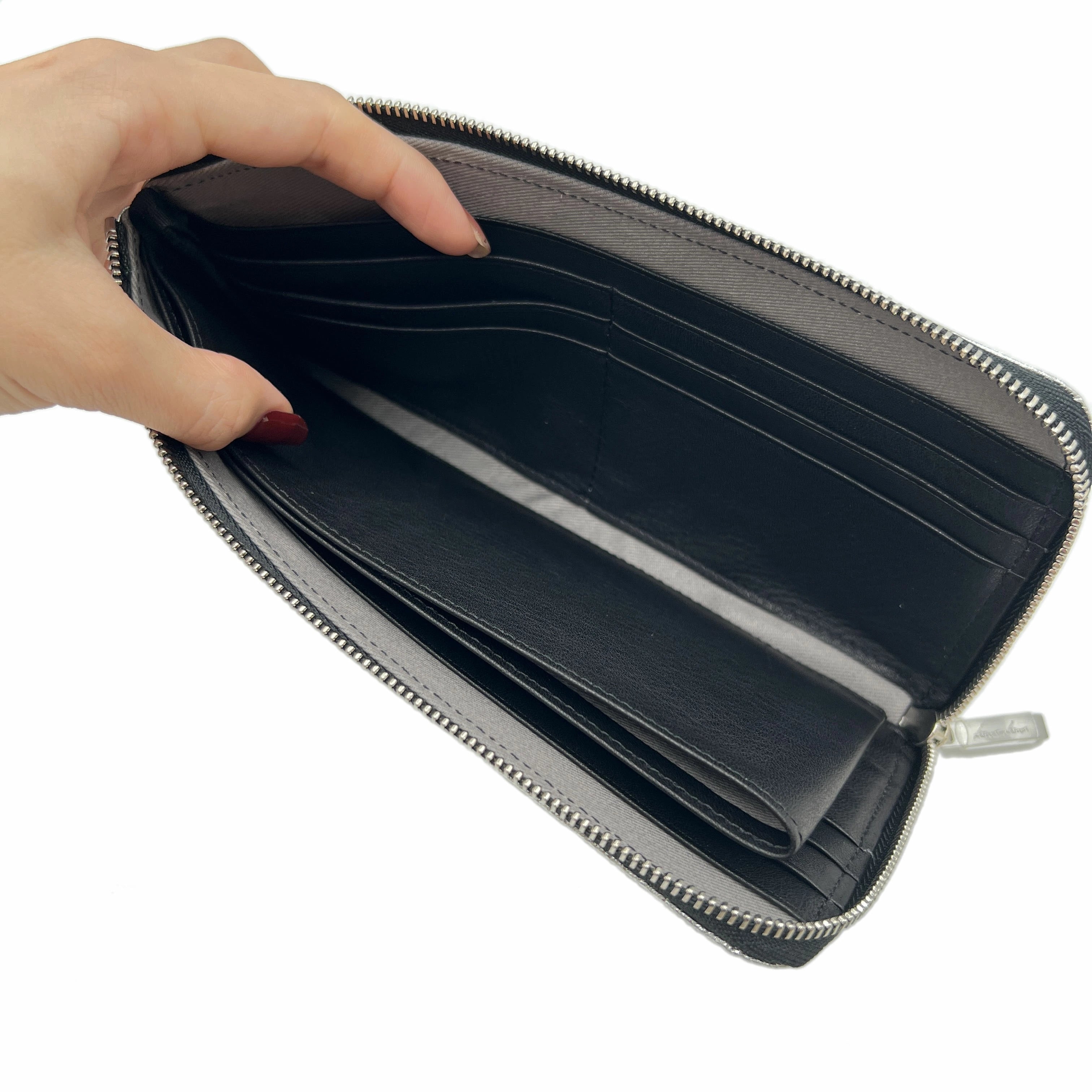 kawa-kawa カワカワ 【L字ファスナー長財布】シルバー SILVER 箔加工 1262SV