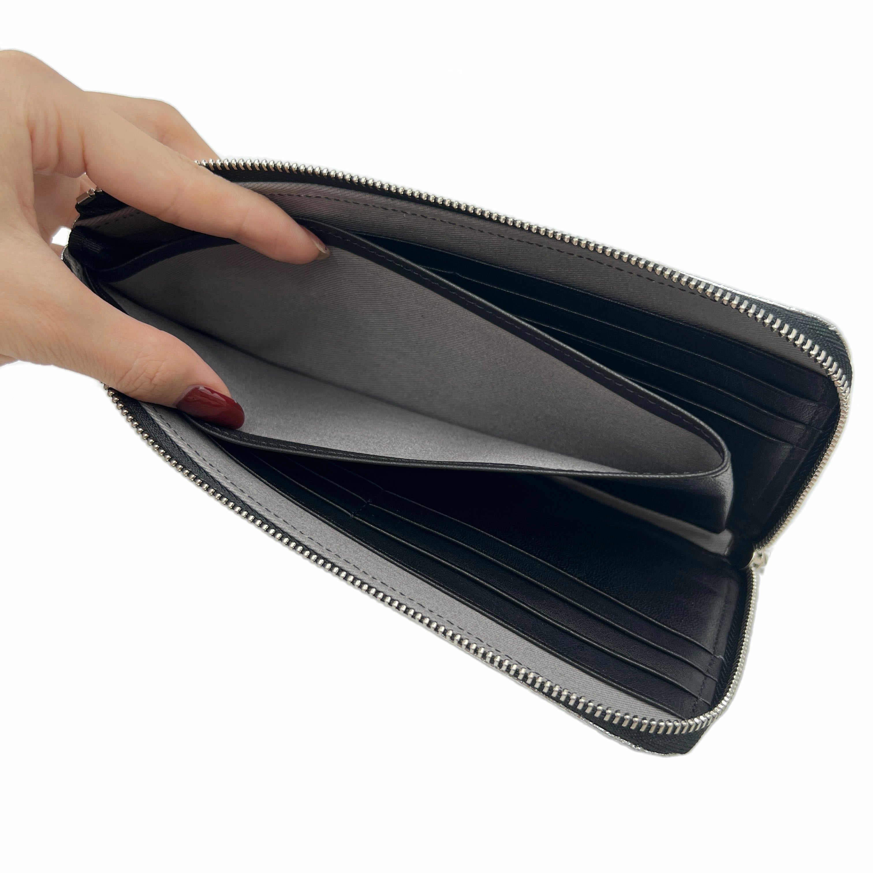 kawa-kawa カワカワ 【L字ファスナー長財布】シルバー SILVER 箔加工 1262SV